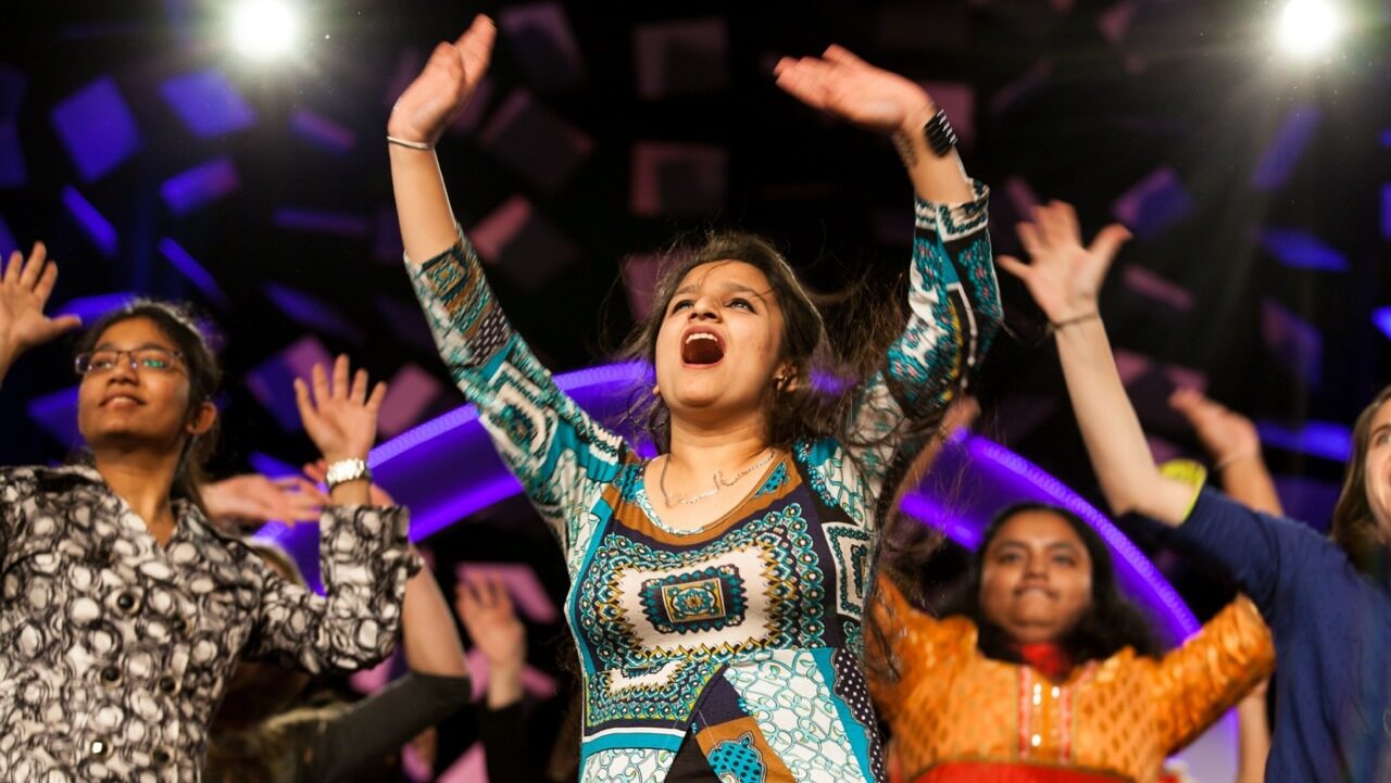 Indian women preform Bollywood style dance